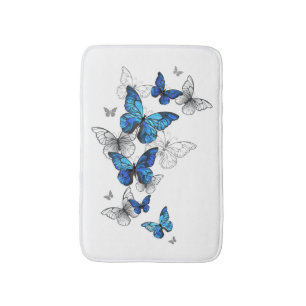 Blue Flying Butterflies Morpho Bath Mat