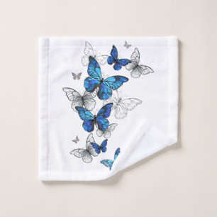 Blue Flying Butterflies Morpho Bath Towel Set