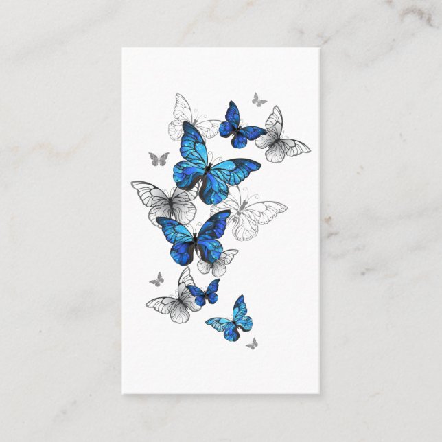 Blue Flying Butterflies Morpho Calling Card (Front)