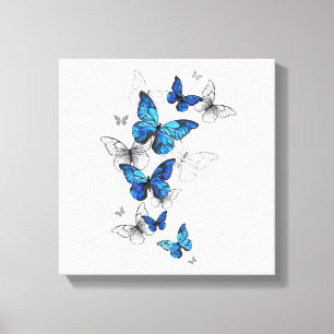Blue Flying Butterflies Morpho Canvas Print
