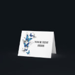 Blue Flying Butterflies Morpho Card<br><div class="desc">Flying Blue Butterflies morpho and white butterflies on a light abstract background. Morpho. Design with blue butterflies morpho.</div>