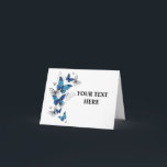 Blue Flying Butterflies Morpho Card<br><div class="desc">Flying Blue Butterflies morpho and white butterflies on a light abstract background. Morpho. Design with blue butterflies morpho.</div>