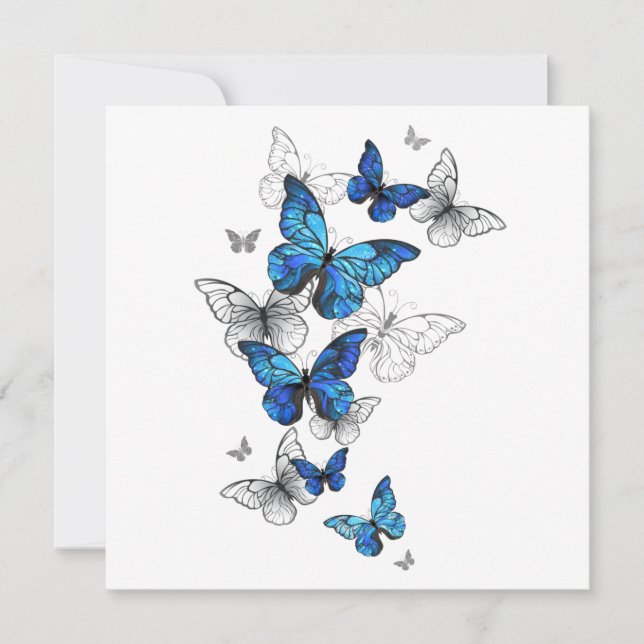 Blue Flying Butterflies Morpho Card (Front)