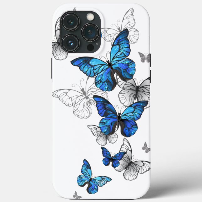 Blue Flying Butterflies Morpho Case-Mate iPhone Case (Back)