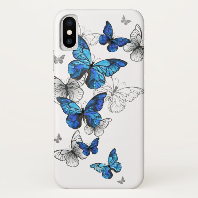 Blue Flying Butterflies Morpho Case-Mate iPhone Case (Back)