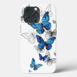 Blue Flying Butterflies Morpho iPhone 13 Pro Case