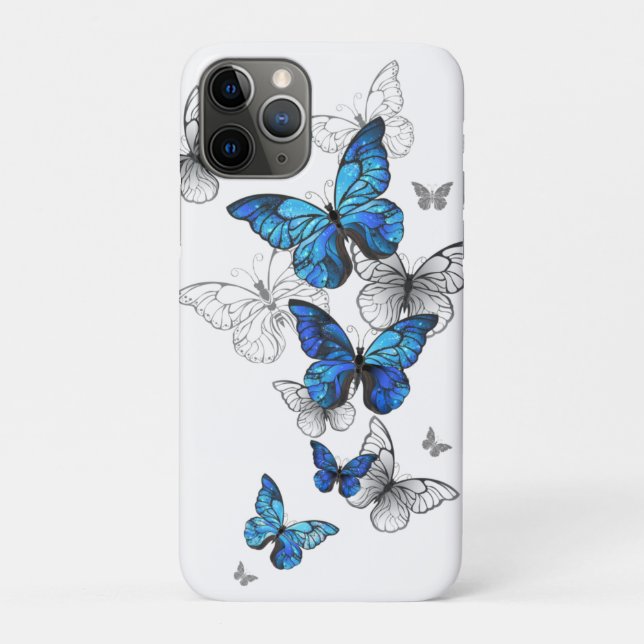 Blue Flying Butterflies Morpho Case-Mate iPhone Case (Back)