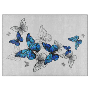 Blue Flying Butterflies Morpho Cutting Board