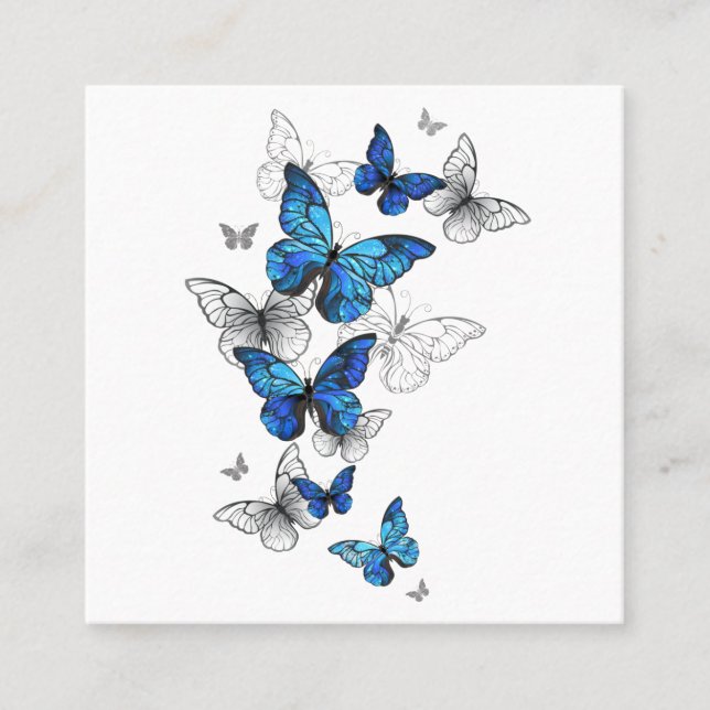 Blue Flying Butterflies Morpho Discount Card (Front)