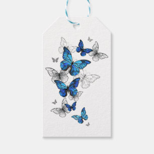 Blue Flying Butterflies Morpho Gift Tags