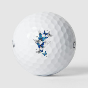 Blue Flying Butterflies Morpho Golf Balls