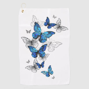 Blue Flying Butterflies Morpho Golf Towel