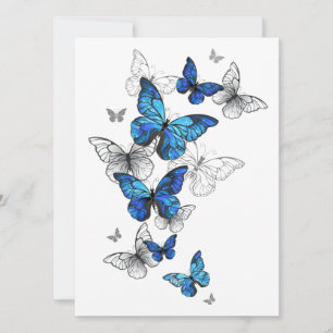 Blue Flying Butterflies Morpho Holiday Card