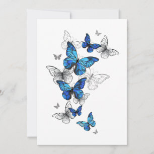Blue Flying Butterflies Morpho Holiday Card