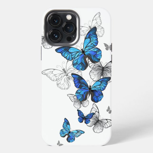 Blue Flying Butterflies Morpho iPhone Case (Back)