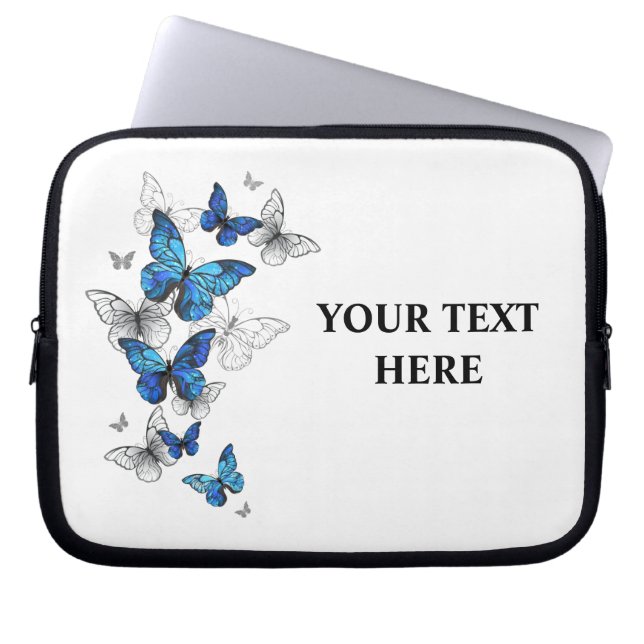 Blue Flying Butterflies Morpho Laptop Sleeve (Front)