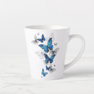 Blue Flying Butterflies Morpho Latte Mug