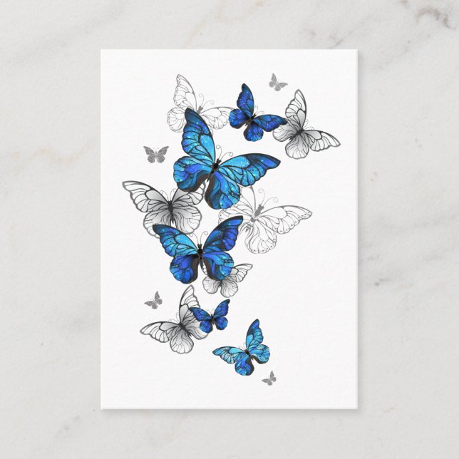 Blue Flying Butterflies Morpho Loyalty Card (Front)