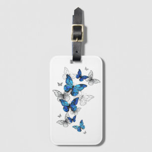 Blue Flying Butterflies Morpho Luggage Tag