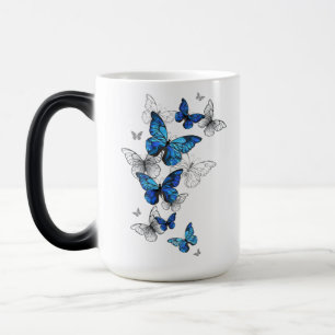 Blue Flying Butterflies Morpho Magic Mug