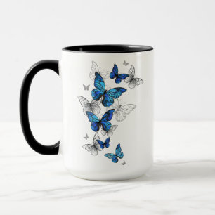 Blue Flying Butterflies Morpho Mug