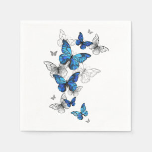 Blue Flying Butterflies Morpho Napkin