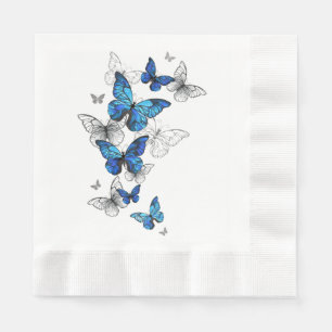 Blue Flying Butterflies Morpho Napkin