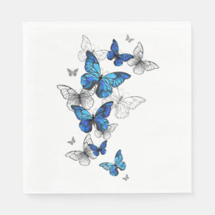 Blue Flying Butterflies Morpho Napkin