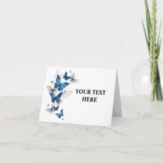 Blue Flying Butterflies Morpho Note Card