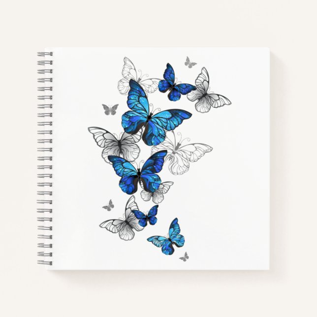 Blue Flying Butterflies Morpho Notebook (Front)