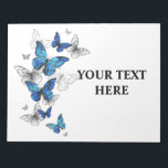 Blue Flying Butterflies Morpho Notepad<br><div class="desc">Flying Blue Butterflies morpho and white butterflies on a light abstract background. Morpho. Design with blue butterflies morpho.</div>
