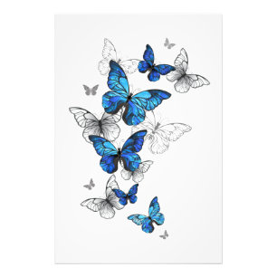 Blue Flying Butterflies Morpho Photo Print