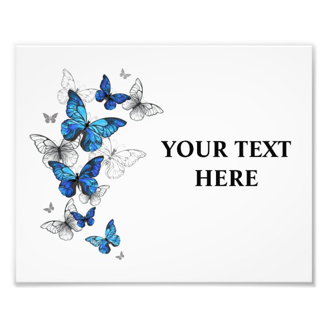 Blue Flying Butterflies Morpho Photo Print (Front)