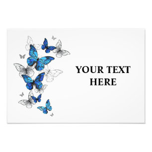 Blue Flying Butterflies Morpho Photo Print
