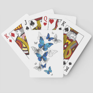 Blue Flying Butterflies Morpho Playing Cards