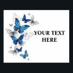 Blue Flying Butterflies Morpho Poster<br><div class="desc">Flying Blue Butterflies morpho and white butterflies on a light abstract background. Morpho. Design with blue butterflies morpho.</div>