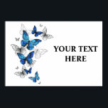 Blue Flying Butterflies Morpho Poster<br><div class="desc">Flying Blue Butterflies morpho and white butterflies on a light abstract background. Morpho. Design with blue butterflies morpho.</div>