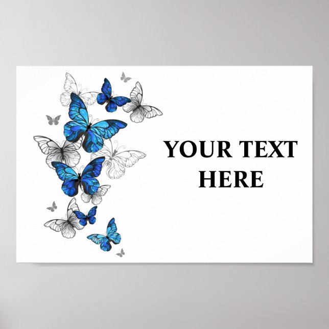 Blue Flying Butterflies Morpho Poster (Front)