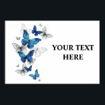 Blue Flying Butterflies Morpho Poster<br><div class="desc">Flying Blue Butterflies morpho and white butterflies on a light abstract background. Morpho. Design with blue butterflies morpho.</div>