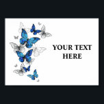 Blue Flying Butterflies Morpho Poster<br><div class="desc">Flying Blue Butterflies morpho and white butterflies on a light abstract background. Morpho. Design with blue butterflies morpho.</div>