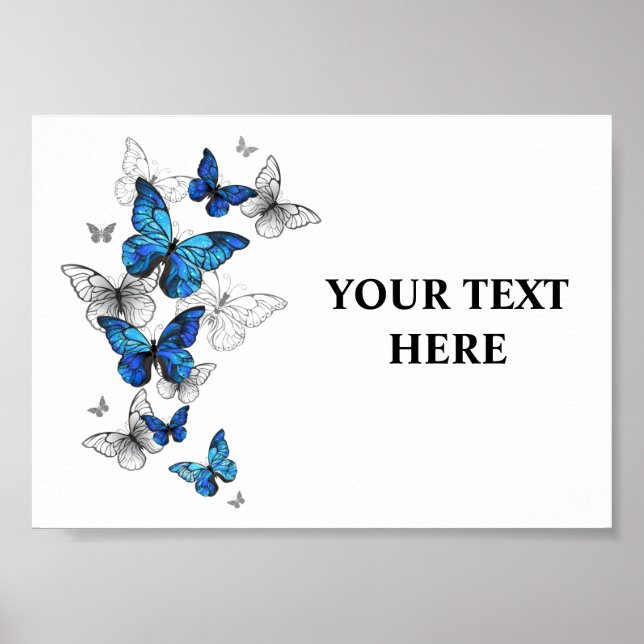 Blue Flying Butterflies Morpho Poster (Front)