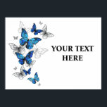 Blue Flying Butterflies Morpho Poster<br><div class="desc">Flying Blue Butterflies morpho and white butterflies on a light abstract background. Morpho. Design with blue butterflies morpho.</div>