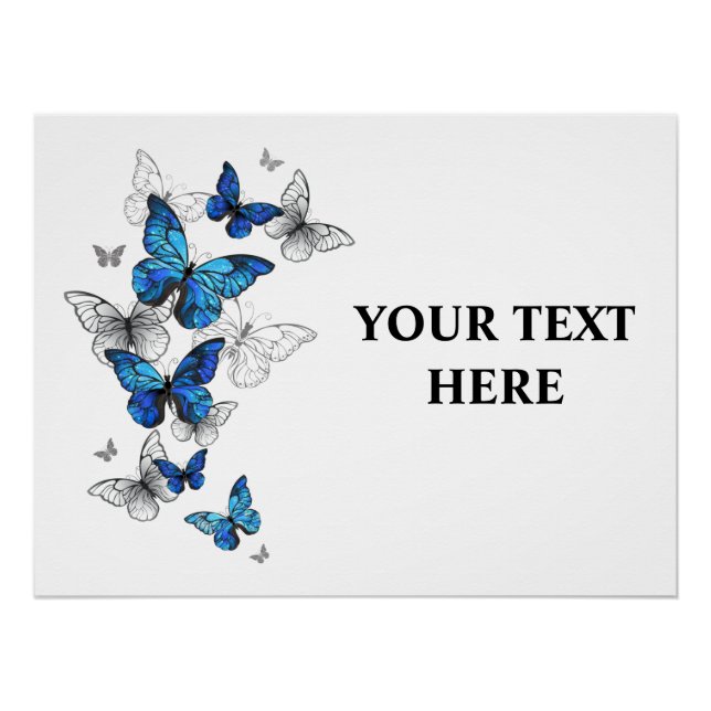 Blue Flying Butterflies Morpho Poster (Front)