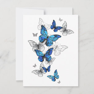 Blue Flying Butterflies Morpho RSVP Card