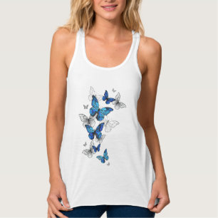 Blue Flying Butterflies Morpho Singlet