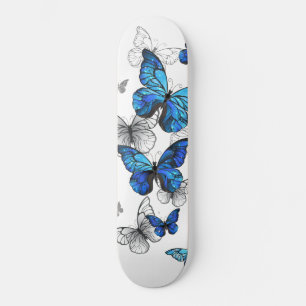 Blue Flying Butterflies Morpho Skateboard