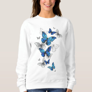 Blue Flying Butterflies Morpho Sweatshirt