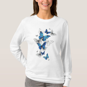 Blue Flying Butterflies Morpho T-Shirt