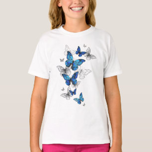 Blue Flying Butterflies Morpho T-Shirt