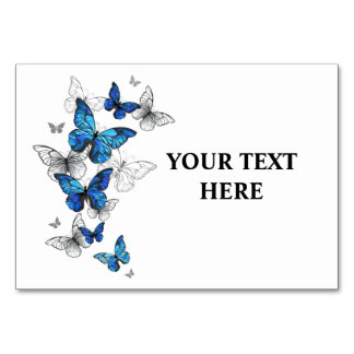 Blue Flying Butterflies Morpho Table Number